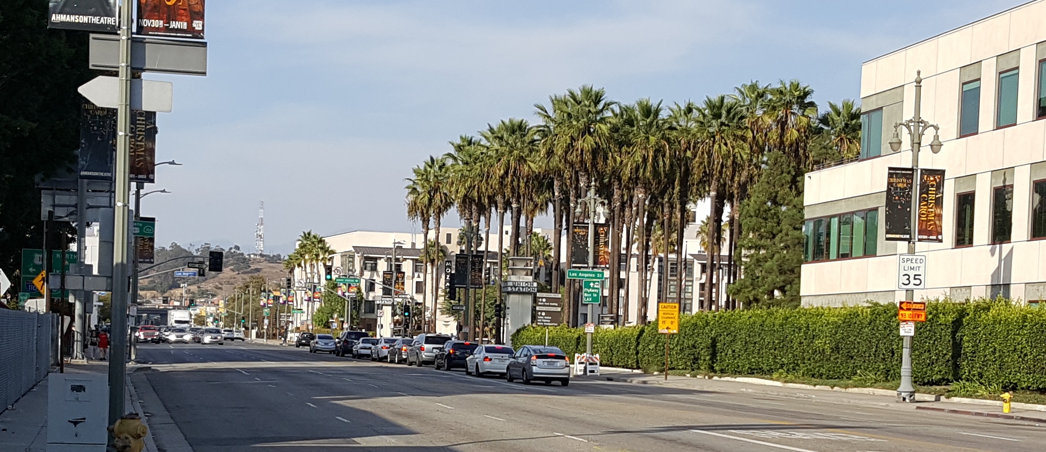 LA Union Station Hollywood Hills in background October 2021