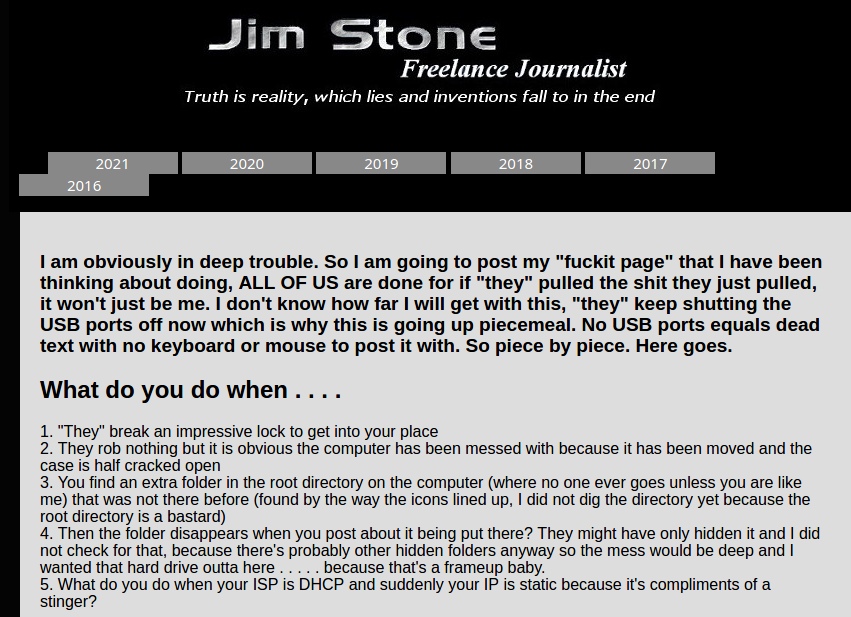 Blog: Jim Stone is obviously in deep trouble...